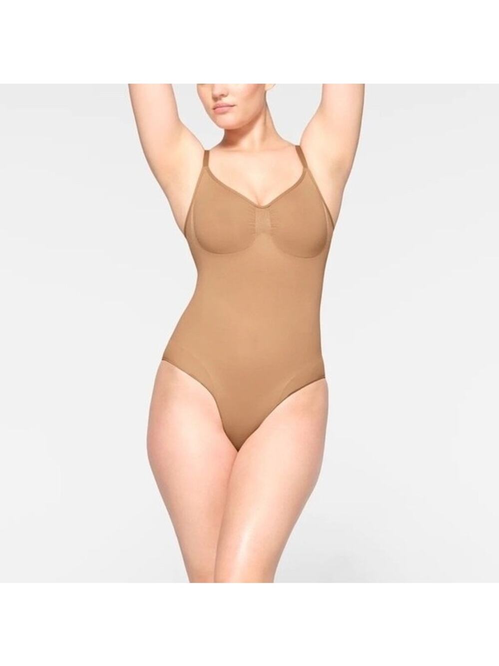 Skims Ochre Tan Seamless Sculpt Brief Support Shapewear Bodysuit L/XL